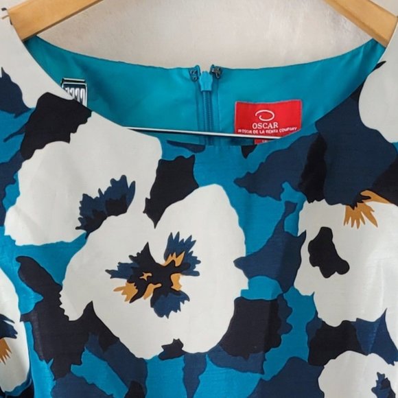 VINTAGE Oscar de la Renta Floral Silk Dress - Picture 1 of 5